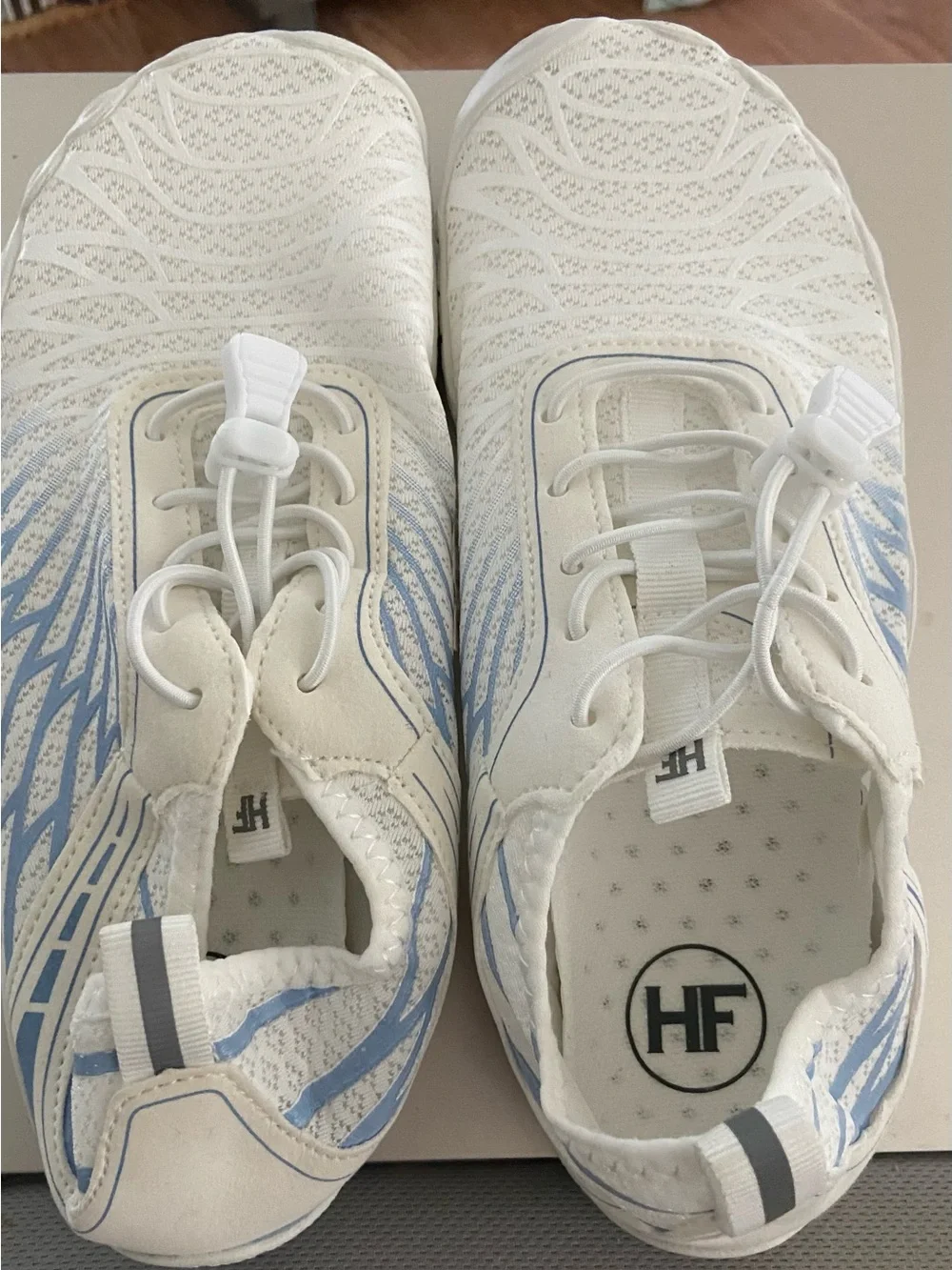 Hike footwear Women’s Lightweight White & Light Blue Slip-On walking or swim